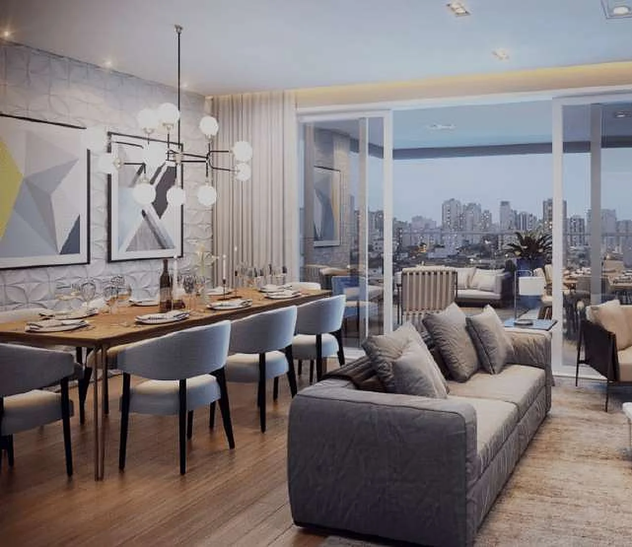 Living com vista para a cidade no Pine Zabo